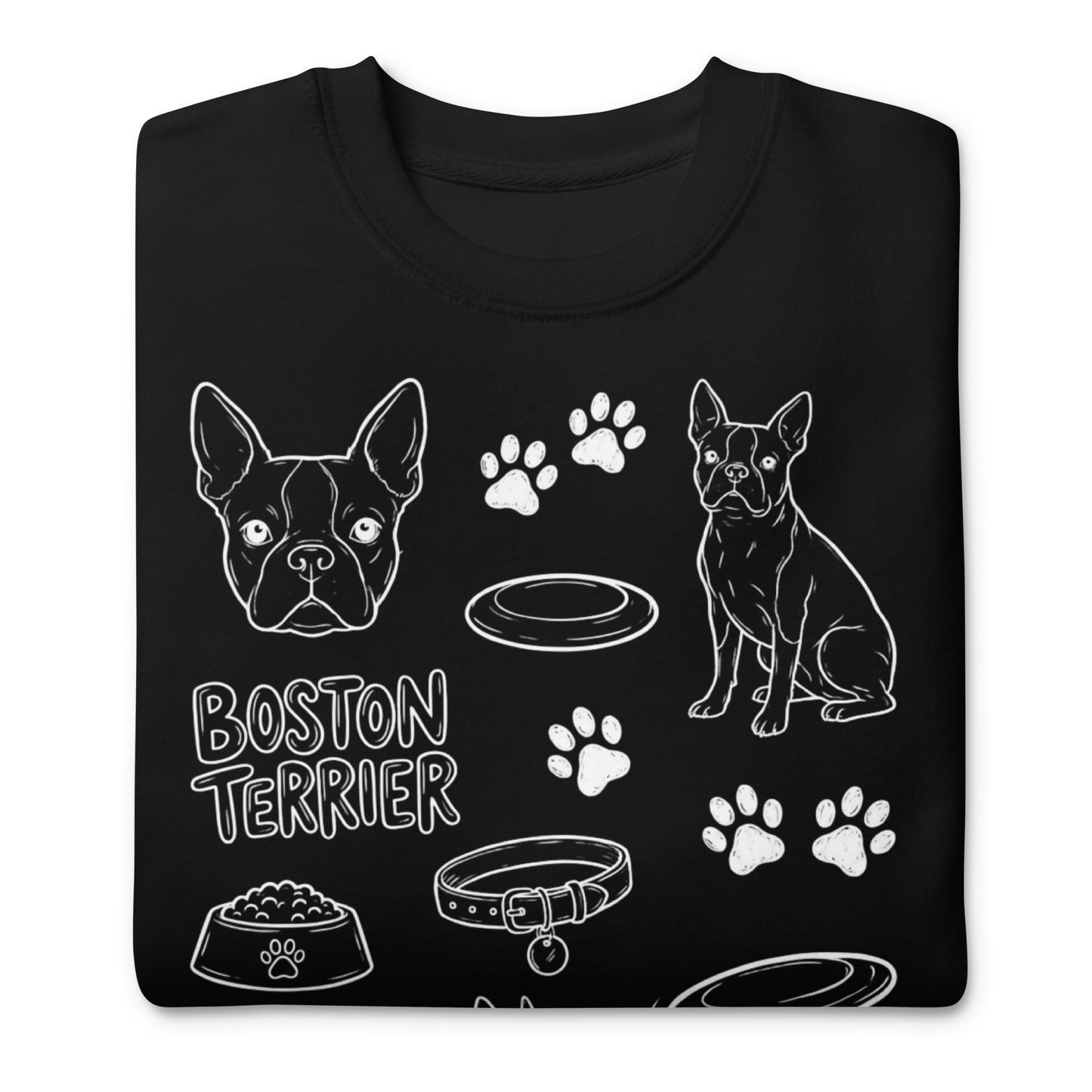 Boston Terrier Doodle Dog Lover Unisex Premium Sweatshirt .