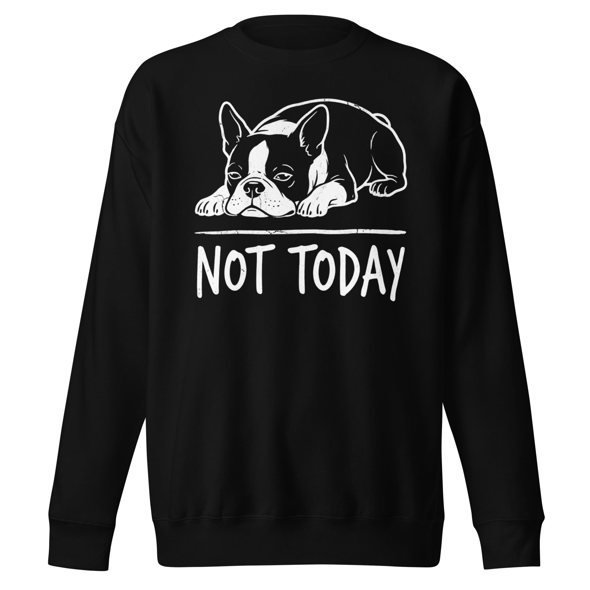 Not Today Lazy Boston Terrier Dog Unisex Premium Sweatshirt . Black