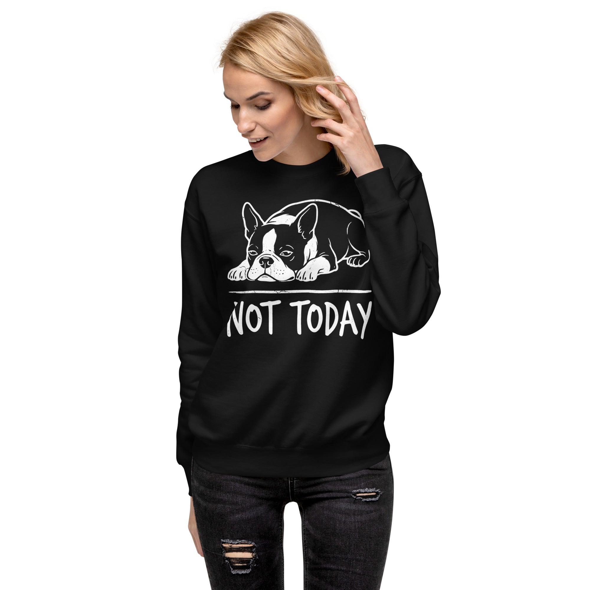 Not Today Lazy Boston Terrier Dog Unisex Premium Sweatshirt .
