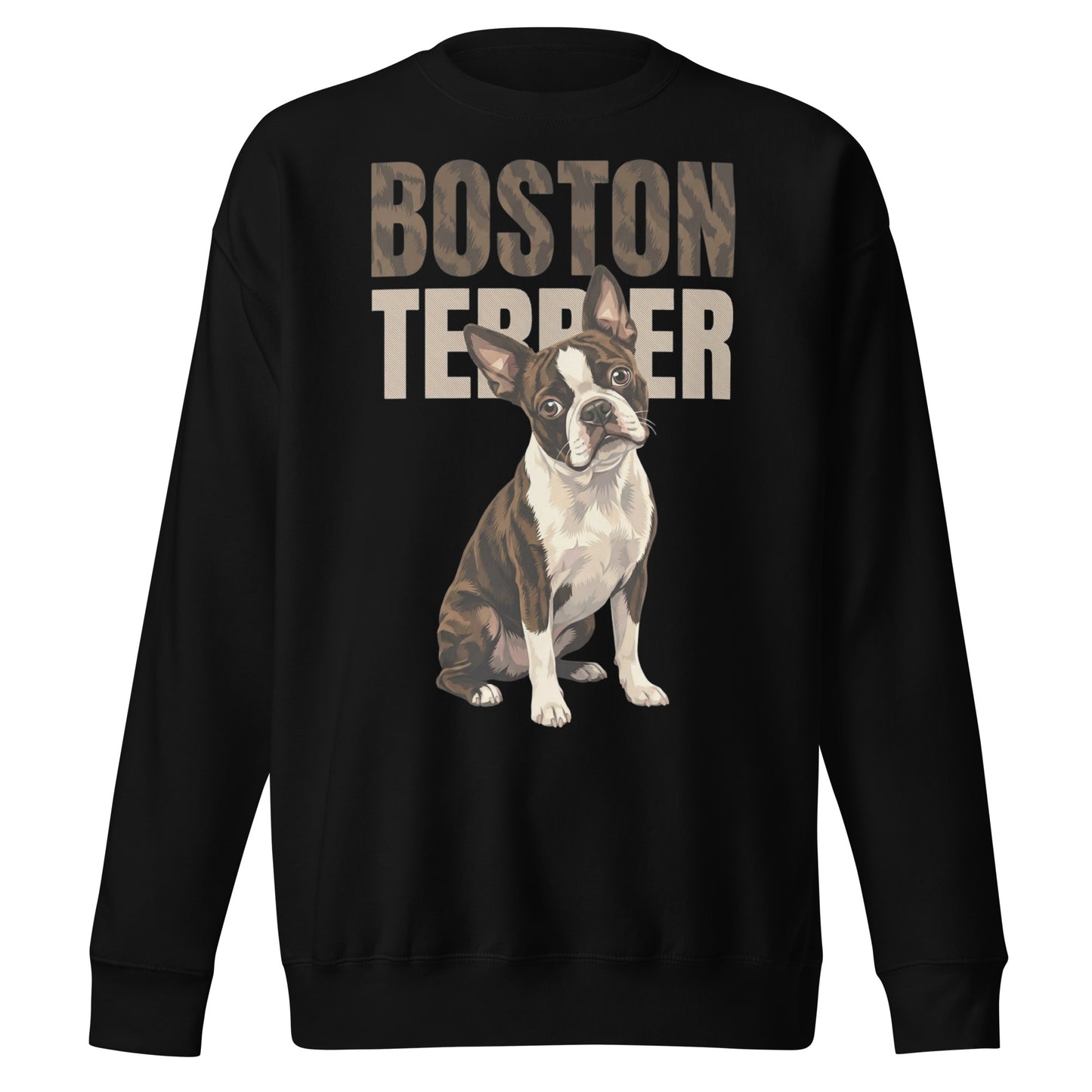 Brindle Boston Terrier Dog Unisex Premium Sweatshirt . Black