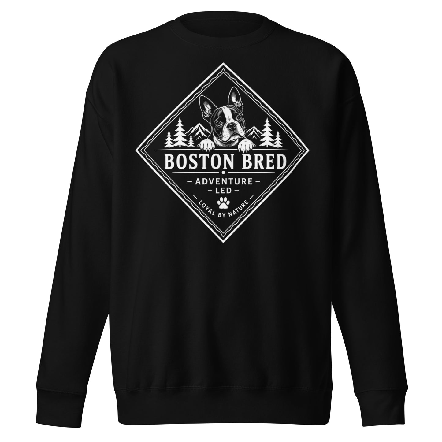 Boston Bred Adventure Led – Outdoor And Hiking Dog Lover Unisex Premium Sweatshirt . Black
