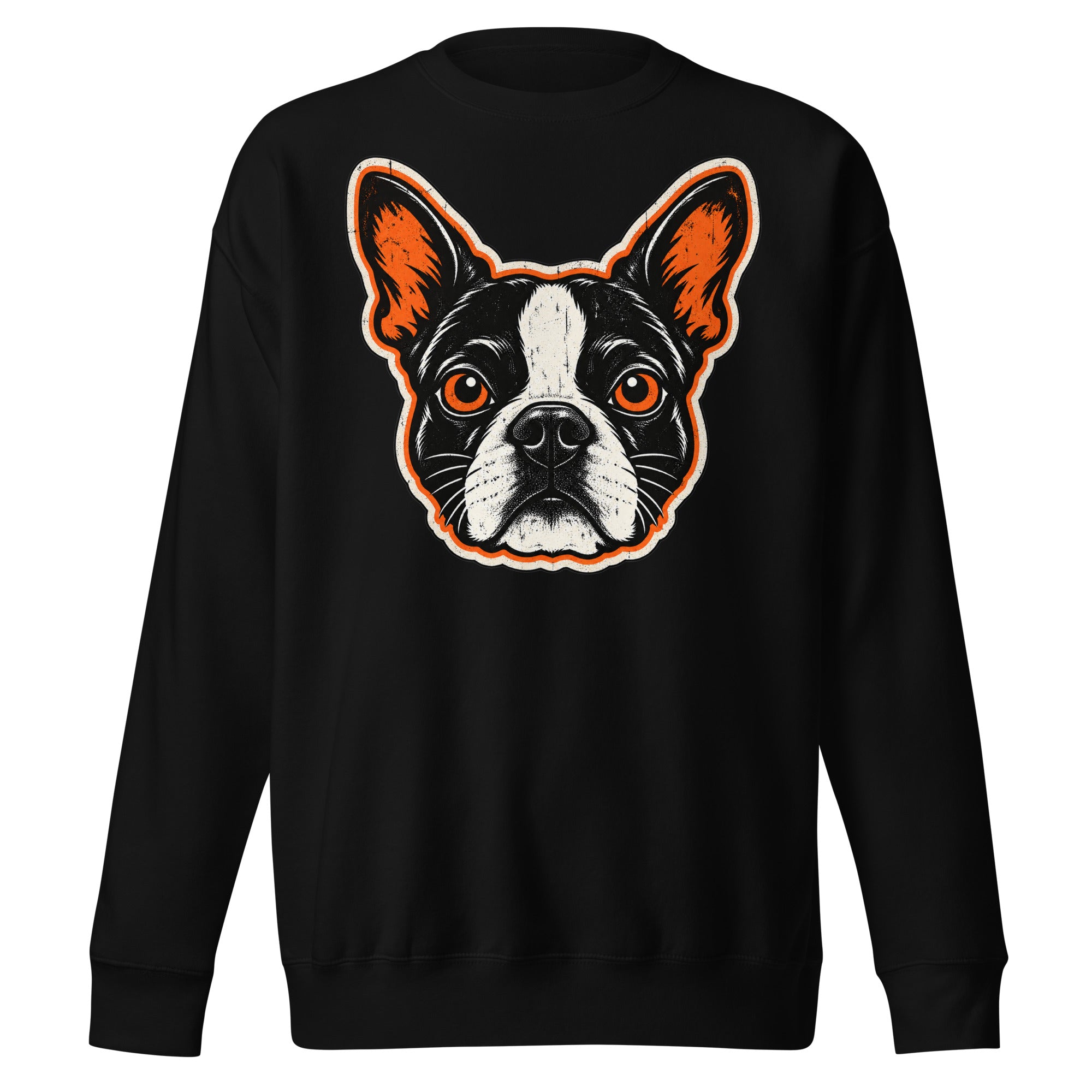 Halloween Boston Terrier Face Unisex Premium Sweatshirt . Black