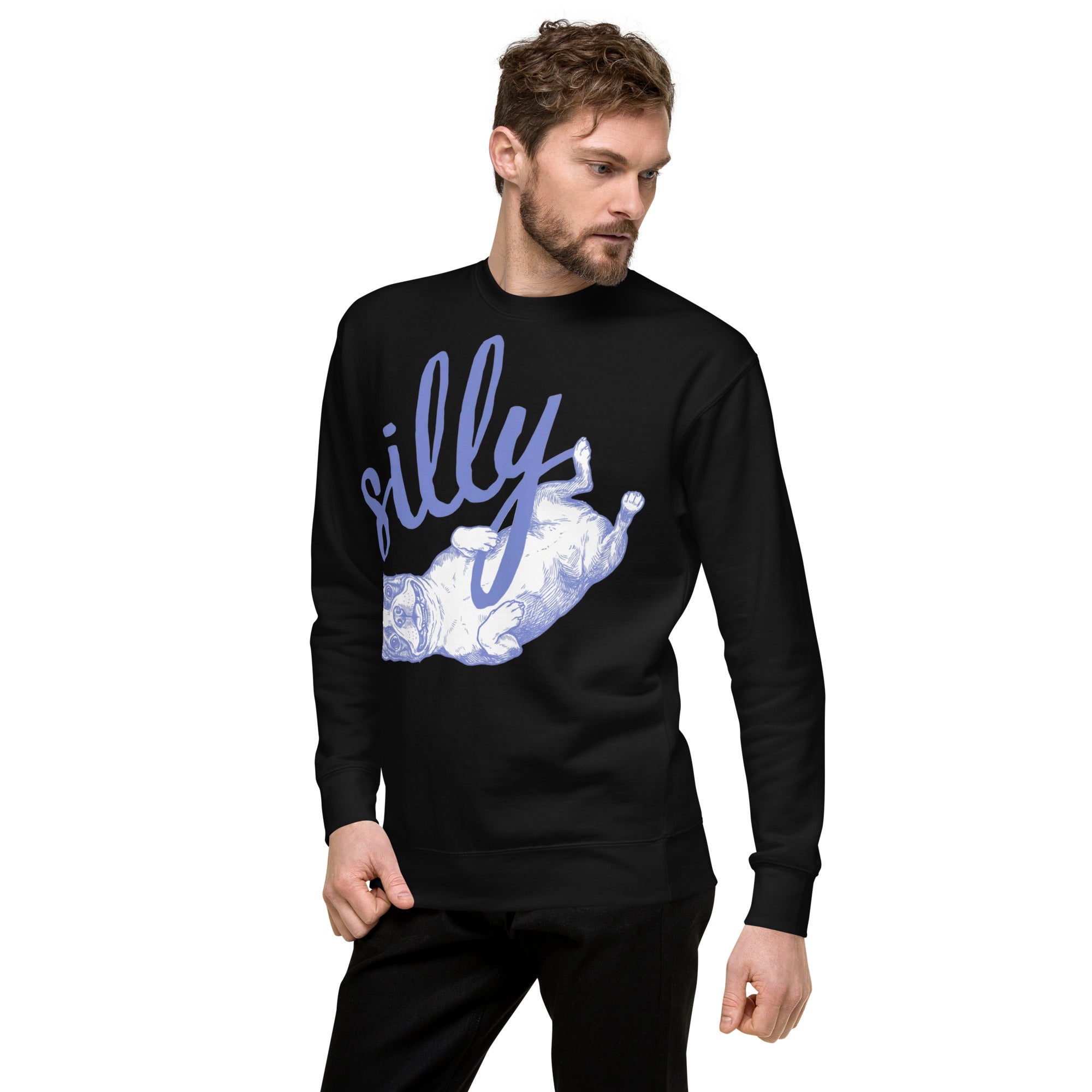 Silly Boston Terrier Dog Upside Down Unisex Premium Sweatshirt .