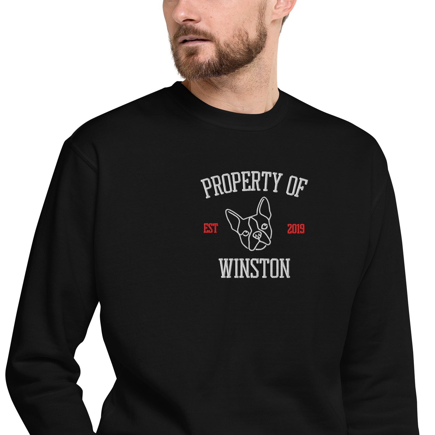 Property Of My Dog Custom Embroidered Unisex Premium Sweatshirt .