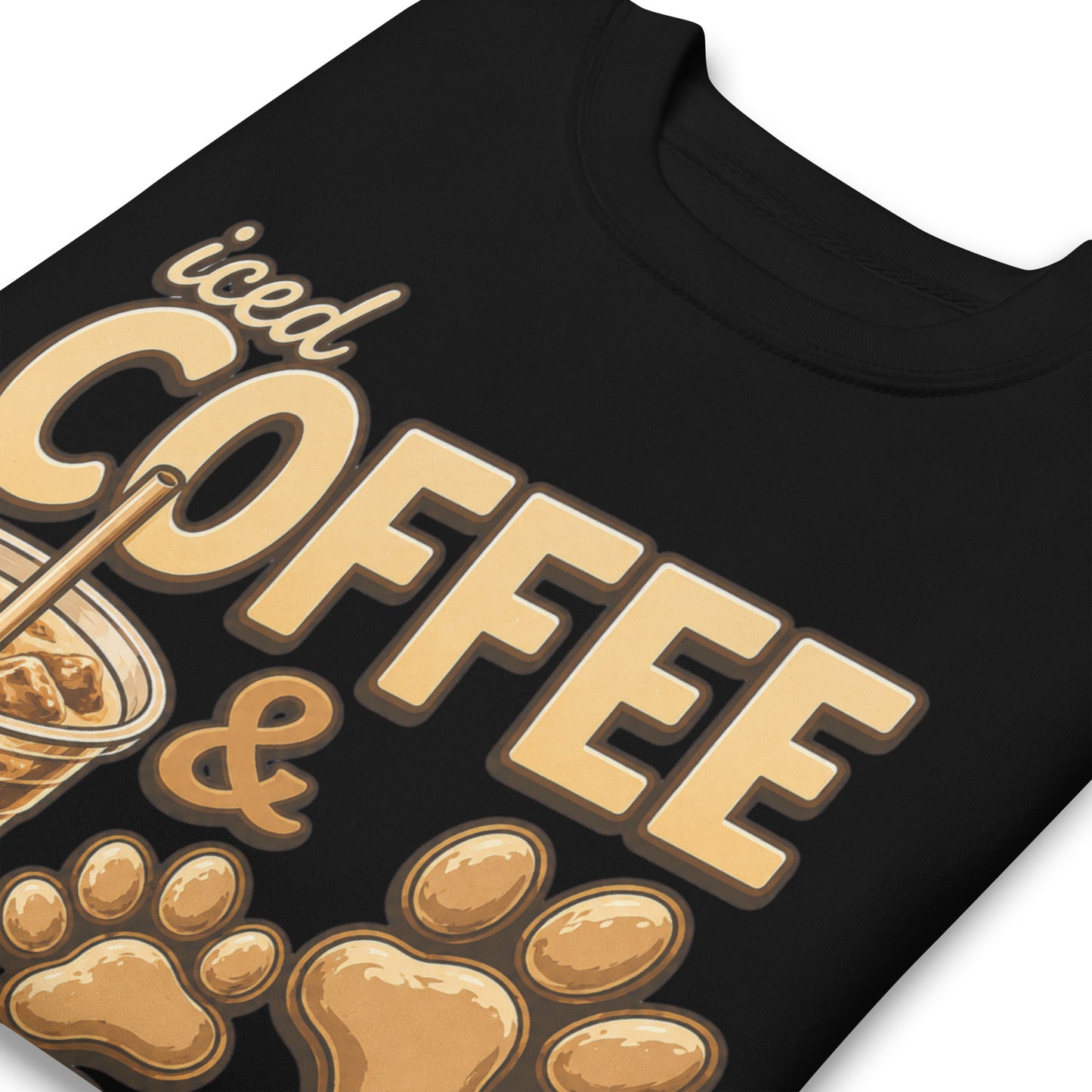 Iced Coffee & Dogs All Day Every Day Unisex Premium Sweatshirt - Funny Dog Lover Tee .