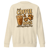 Iced Coffee & Dogs All Day Every Day Unisex Premium Sweatshirt - Funny Dog Lover Tee . Bone