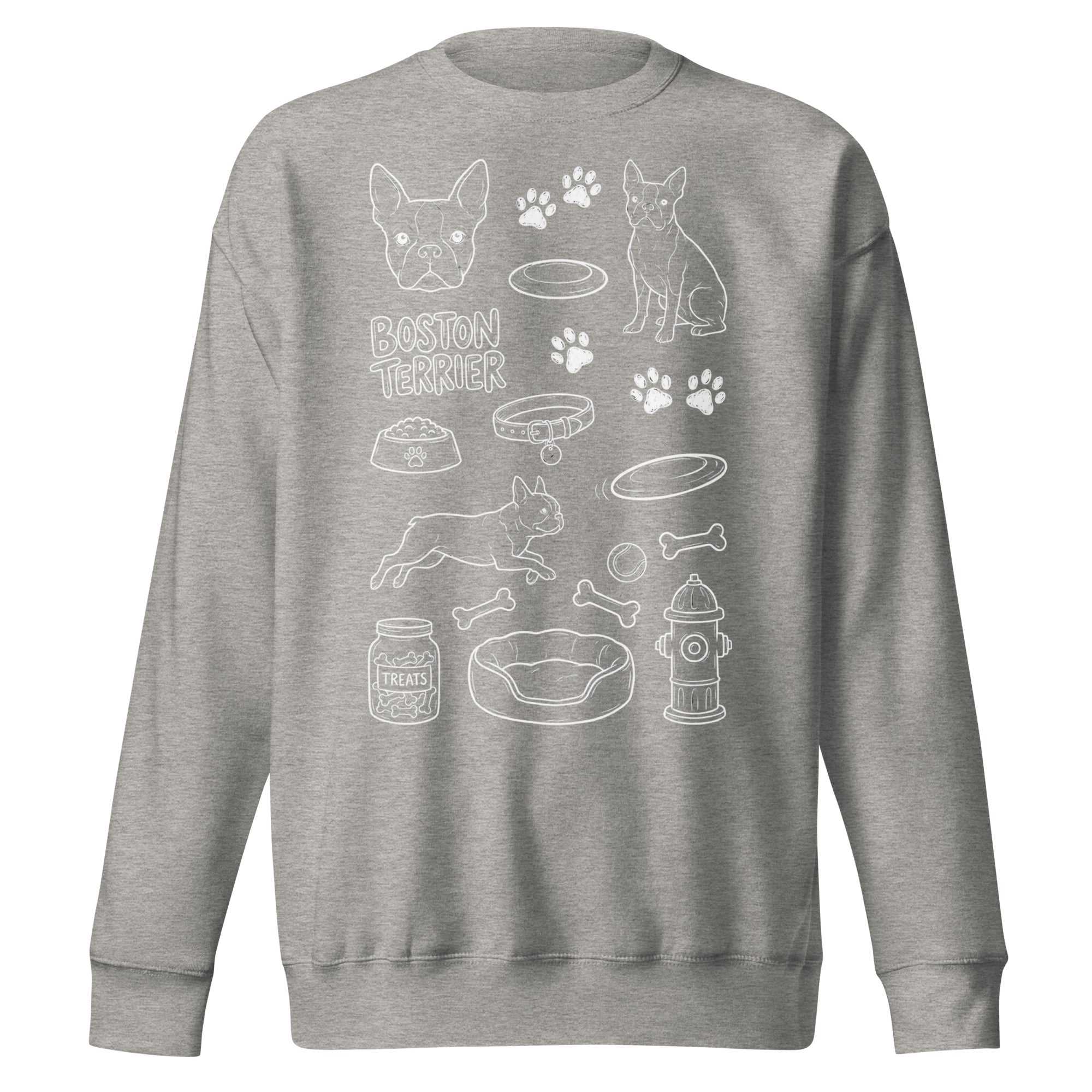Boston Terrier Doodle Dog Lover Unisex Premium Sweatshirt . Carbon Grey
