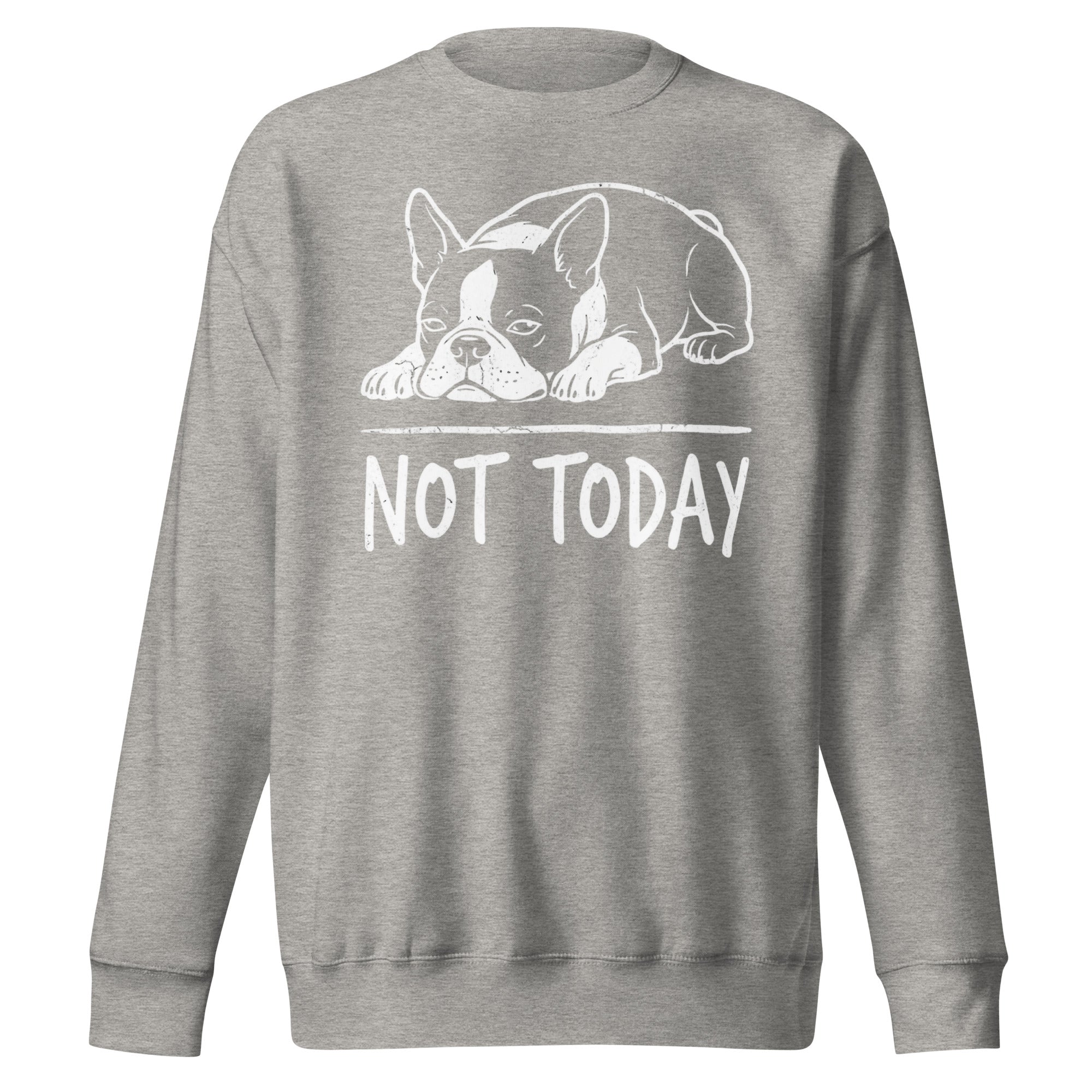 Not Today Lazy Boston Terrier Dog Unisex Premium Sweatshirt . Carbon Grey