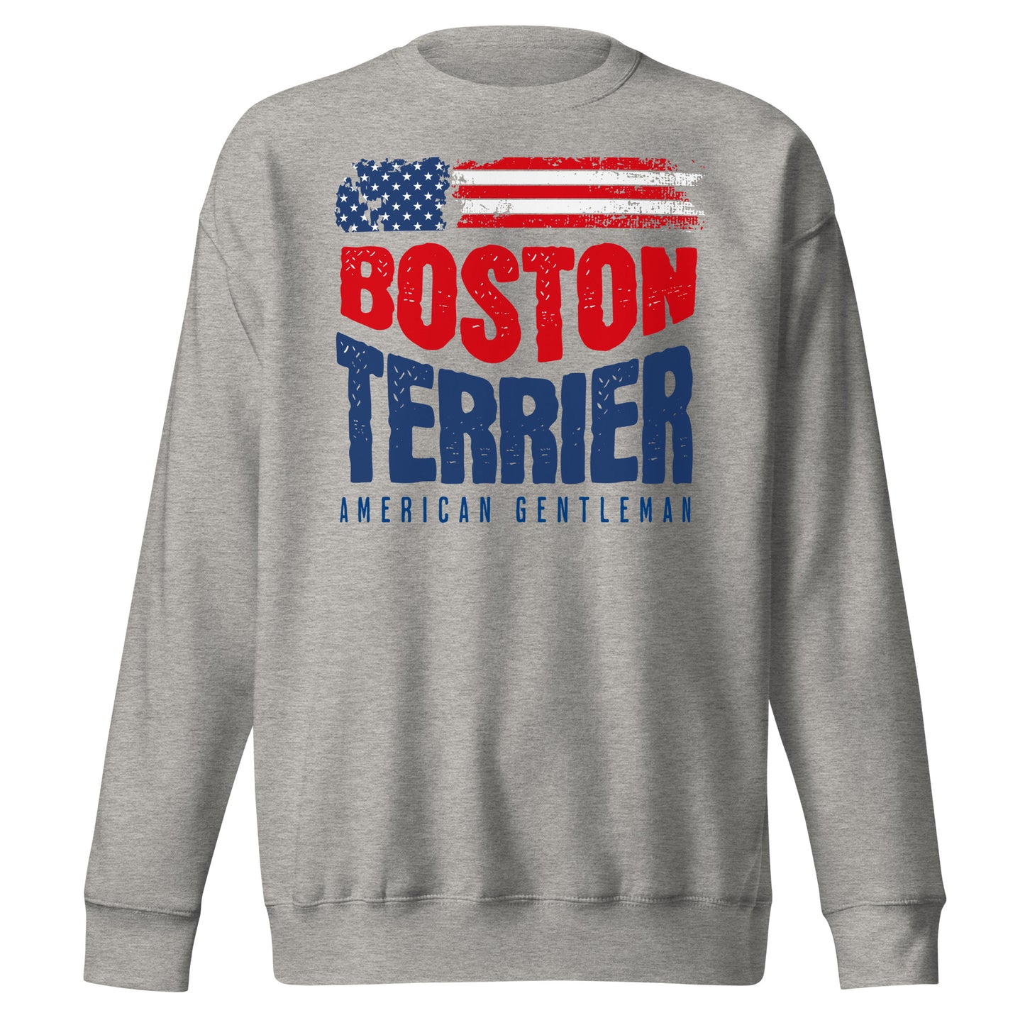Boston Terrier American Flag Unisex Premium Sweatshirt – 4th of July Patriotic Dog Tee | USA 250th Birthday Shirt . Carbon Grey