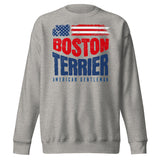 Boston Terrier American Flag Unisex Premium Sweatshirt – 4th of July Patriotic Dog Tee | USA 250th Birthday Shirt . Carbon Grey
