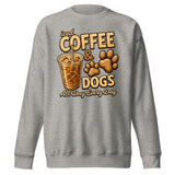 Iced Coffee & Dogs All Day Every Day Unisex Premium Sweatshirt - Funny Dog Lover Tee . Carbon Grey