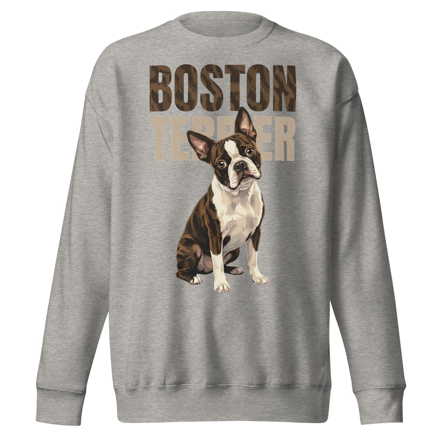 Brindle Boston Terrier Dog Unisex Premium Sweatshirt . Carbon Grey
