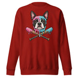 Baseball Drip Boston Terrier Dog Unisex Premium Sweatshirt . Cardinal