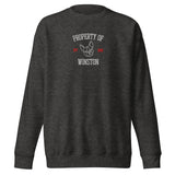 Property Of My Dog Custom Embroidered Unisex Premium Sweatshirt . Charcoal Heather