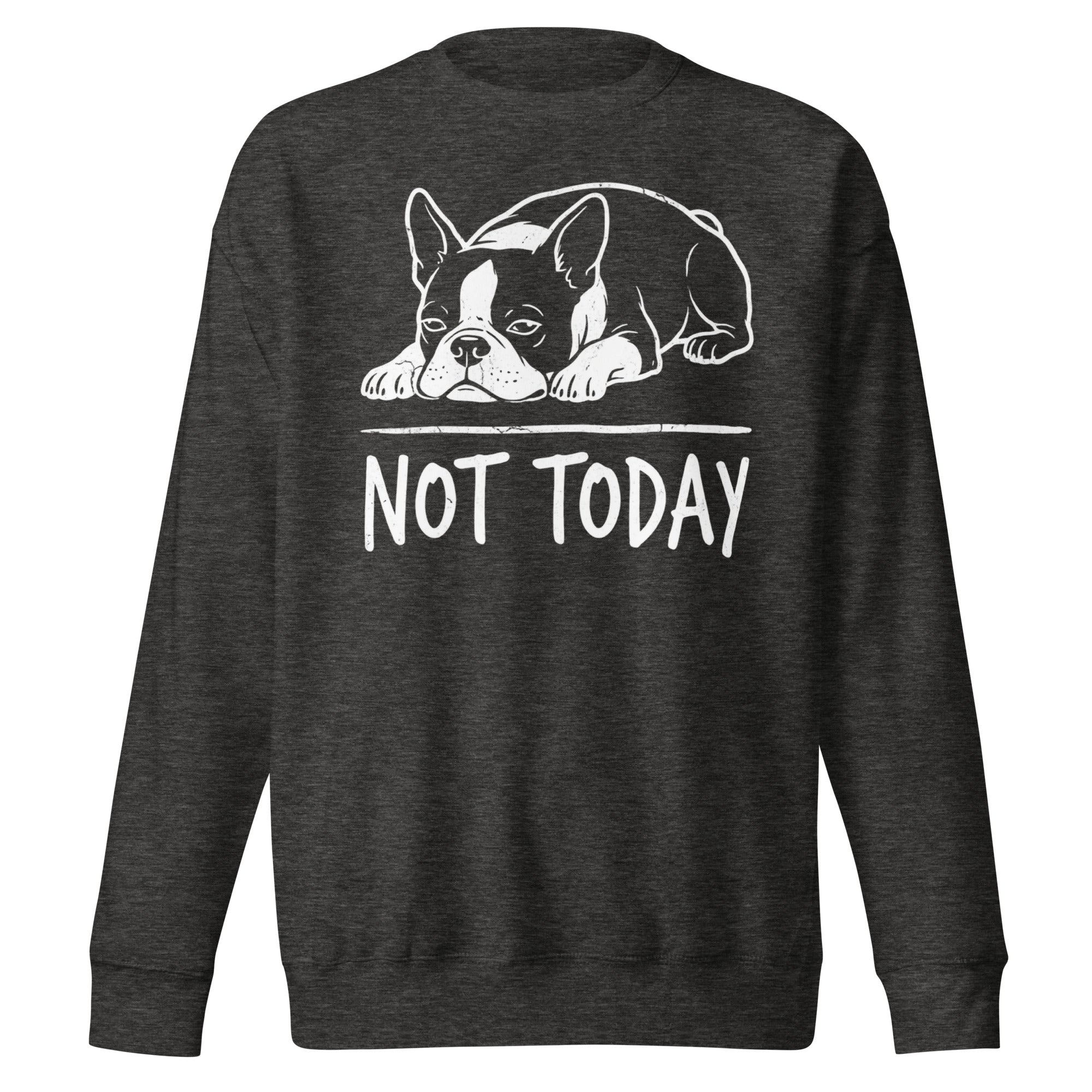 Not Today Lazy Boston Terrier Dog Unisex Premium Sweatshirt . Charcoal Heather