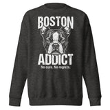 Boston Addict (No Cure. No Regrets.) Unisex Premium Sweatshirt . Charcoal Heather