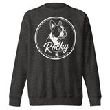 Personalized Dog Silhouette Unsex Premium Sweatshirt with Custom Name & Tagline . Charcoal Heather