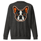 Halloween Boston Terrier Face Unisex Premium Sweatshirt . Charcoal Heather