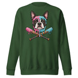 Baseball Drip Boston Terrier Dog Unisex Premium Sweatshirt . Forest Green