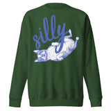 Silly Boston Terrier Dog Upside Down Unisex Premium Sweatshirt . Forest Green