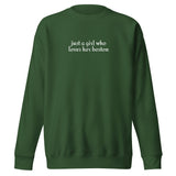Just A Girl Who Loves Her Boston Unisex Premium Sweatshirt . Forest Green