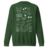 Boston Terrier Doodle Dog Lover Unisex Premium Sweatshirt . Forest Green