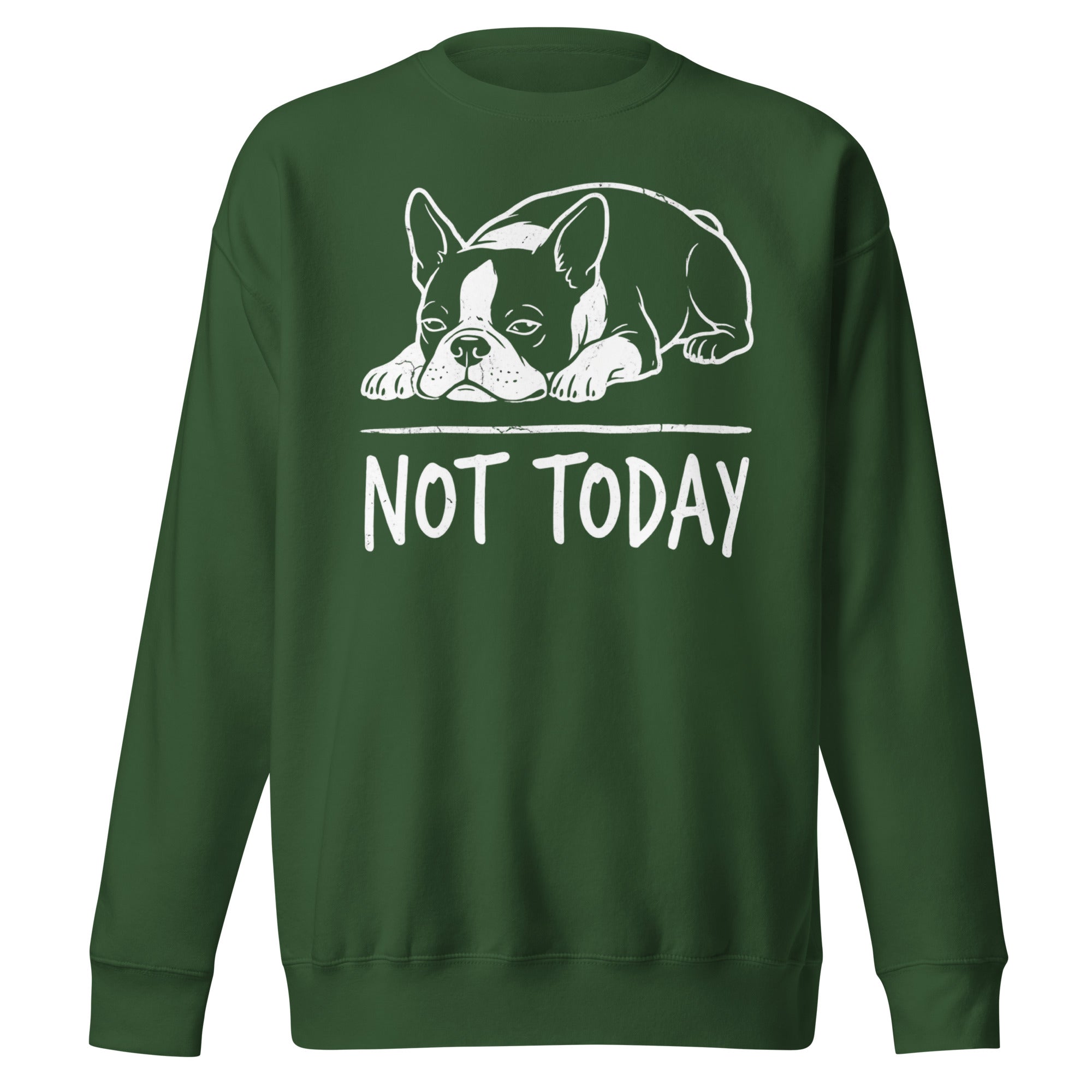 Not Today Lazy Boston Terrier Dog Unisex Premium Sweatshirt . Forest Green