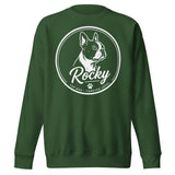 Personalized Dog Silhouette Unsex Premium Sweatshirt with Custom Name & Tagline . Forest Green