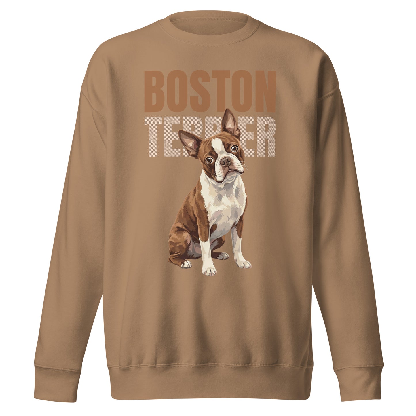 Brown Boston Terrier Dog Unisex Premium Sweatshirt . Latte