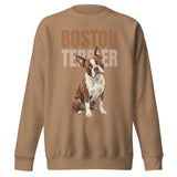 Brown Boston Terrier Dog Unisex Premium Sweatshirt . Latte