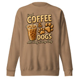 Iced Coffee & Dogs All Day Every Day Unisex Premium Sweatshirt - Funny Dog Lover Tee . Latte