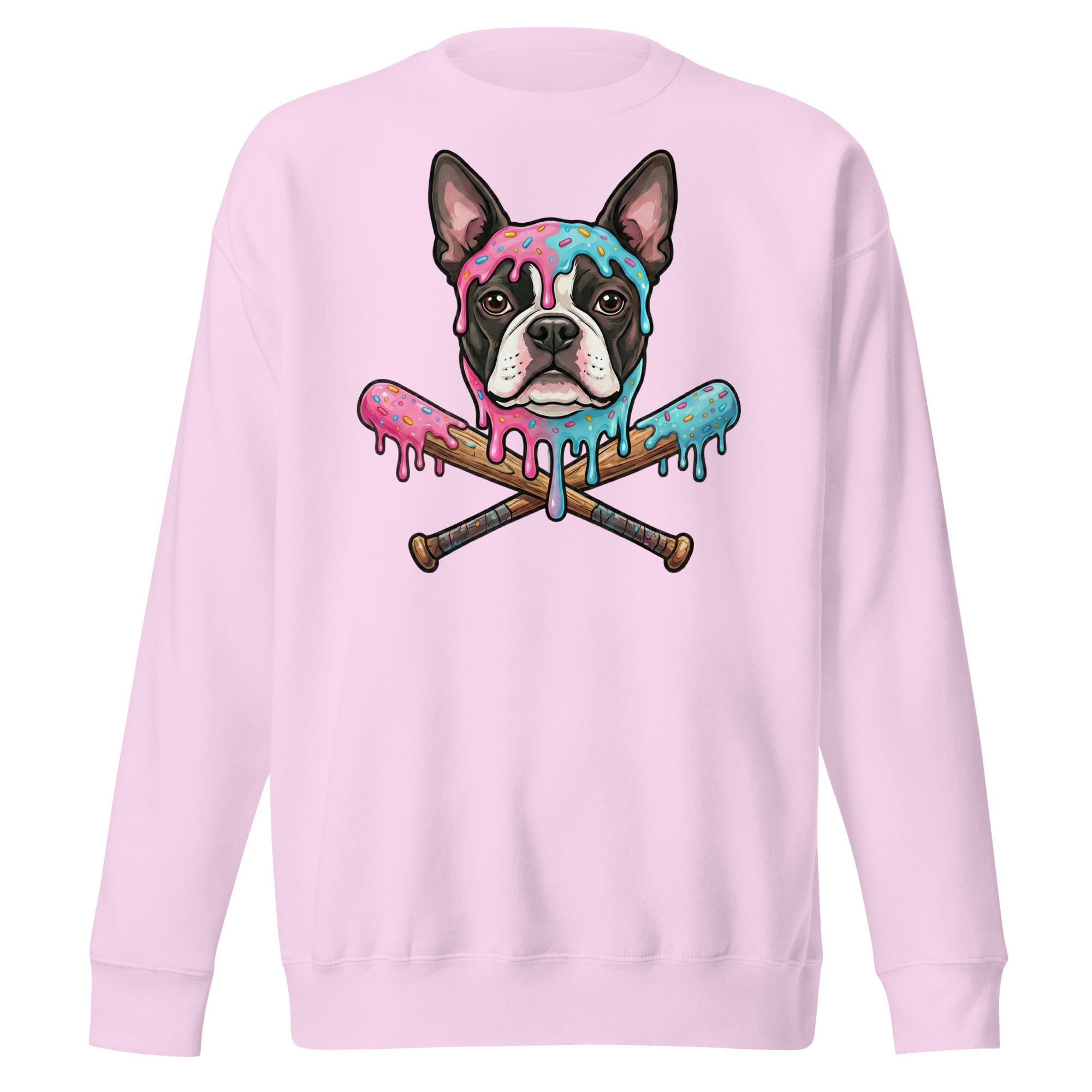 Baseball Drip Boston Terrier Dog Unisex Premium Sweatshirt . Lavender