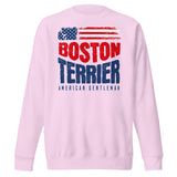 Boston Terrier American Flag Unisex Premium Sweatshirt – 4th of July Patriotic Dog Tee | USA 250th Birthday Shirt . Lavender