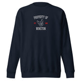 Property Of My Dog Custom Embroidered Unisex Premium Sweatshirt . Navy Blazer