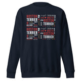 Boston Terrier Word Collage Unisex Premium Sweatshirt – Dog Lover Typography Art . Navy Blazer