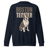 Brindle Boston Terrier Dog Unisex Premium Sweatshirt . Navy Blazer