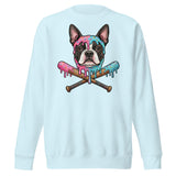 Baseball Drip Boston Terrier Dog Unisex Premium Sweatshirt . Sky Blue