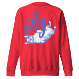 Silly Boston Terrier Dog Upside Down Unisex Premium Sweatshirt . Team Red