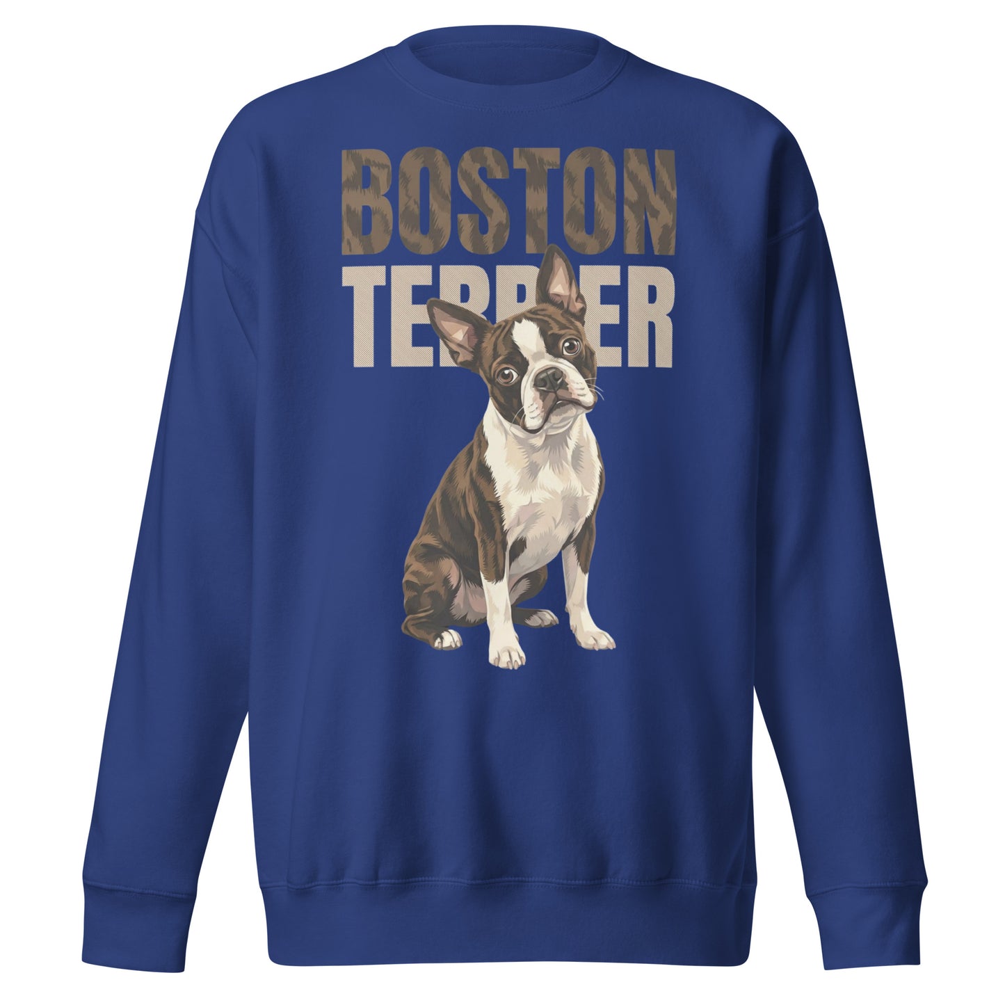 Brindle Boston Terrier Dog Unisex Premium Sweatshirt . Team Royal