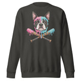 Baseball Drip Boston Terrier Dog Unisex Premium Sweatshirt . Vintage Black