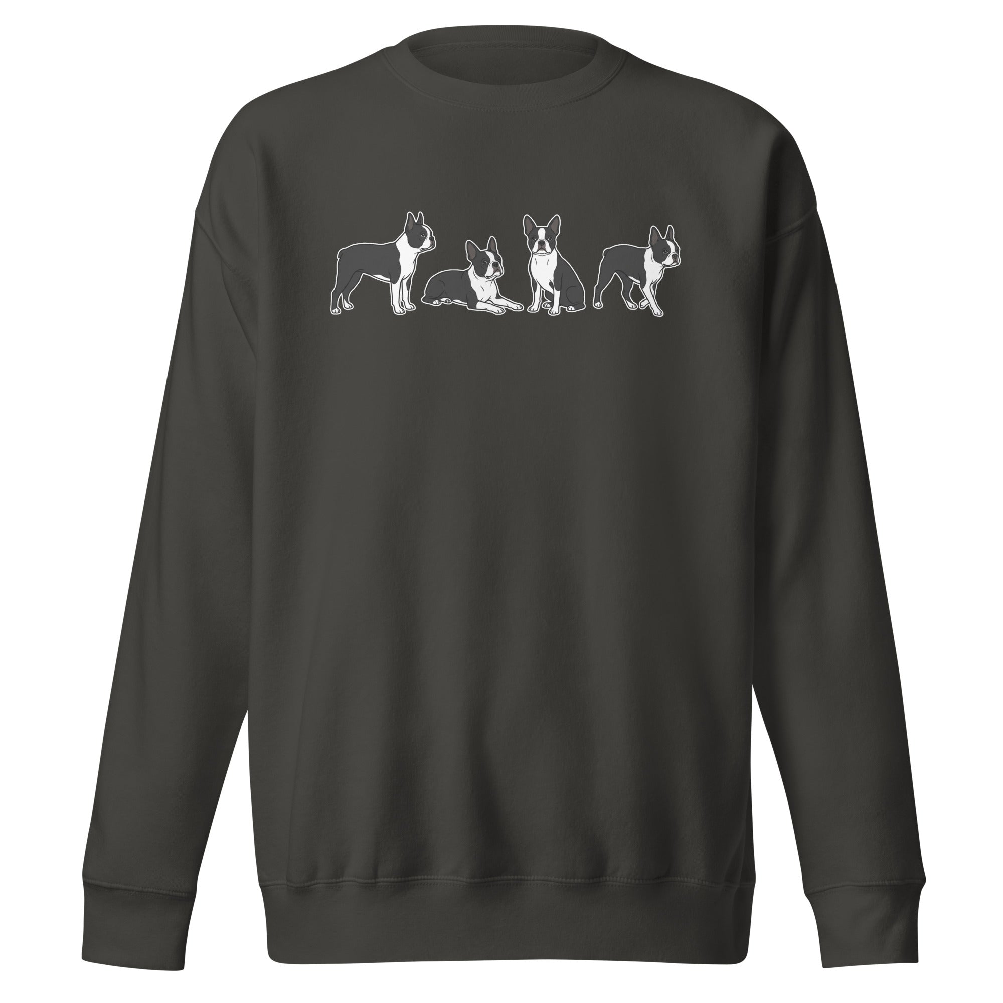 4 Boston Terrier Poses Unisex Premium Sweatshirt . Vintage Black