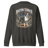 Boston Terrier Wilderness Guardian Unisex Premium Sweatshirt . Vintage Black