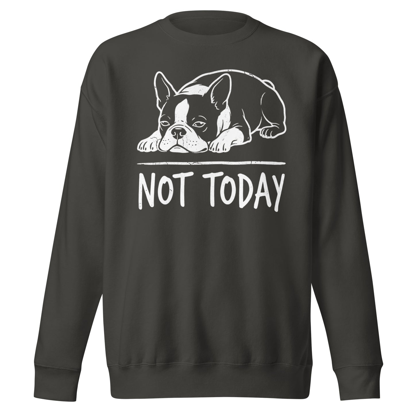 Not Today Lazy Boston Terrier Dog Unisex Premium Sweatshirt . Vintage Black