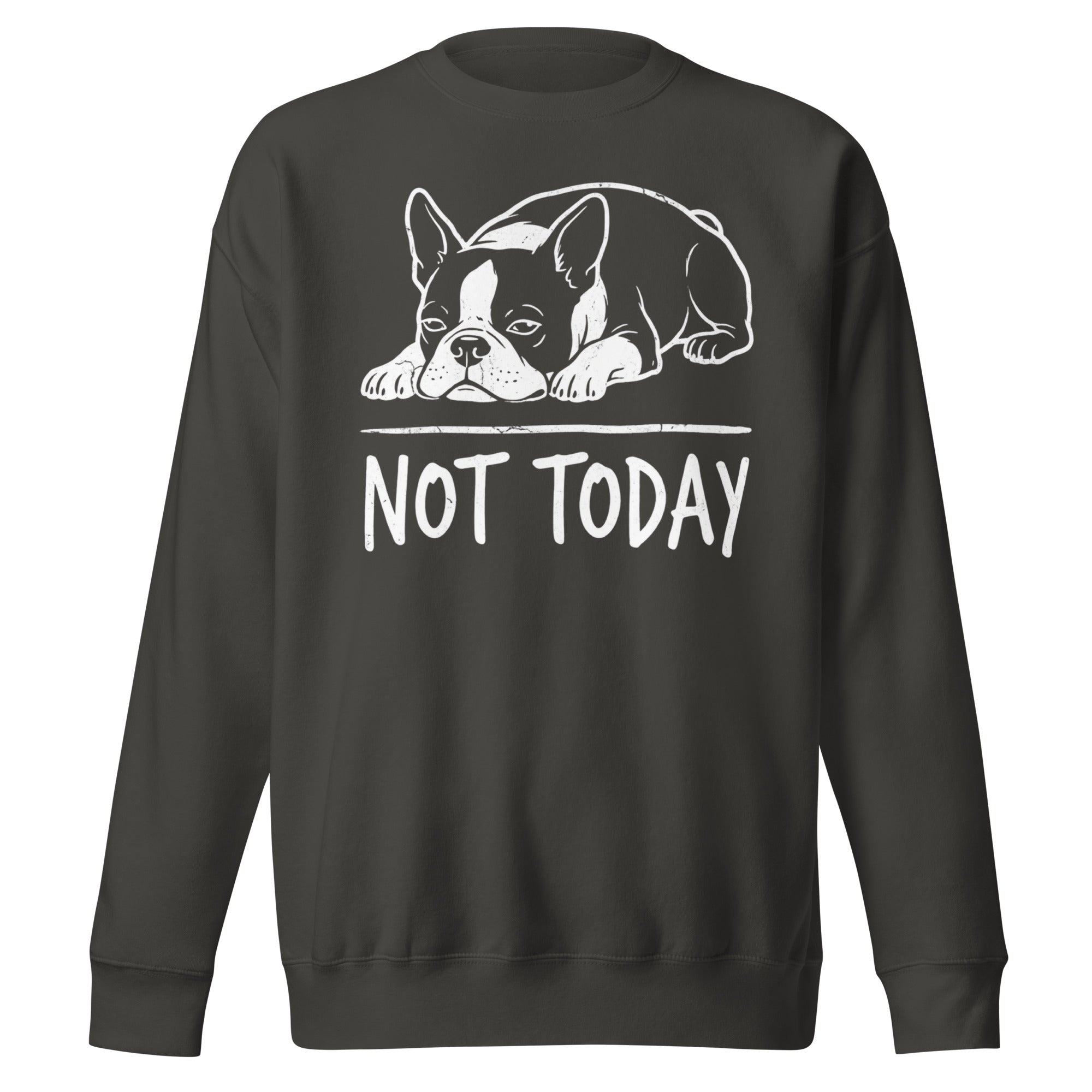 Not Today Lazy Boston Terrier Dog Unisex Premium Sweatshirt . Vintage Black