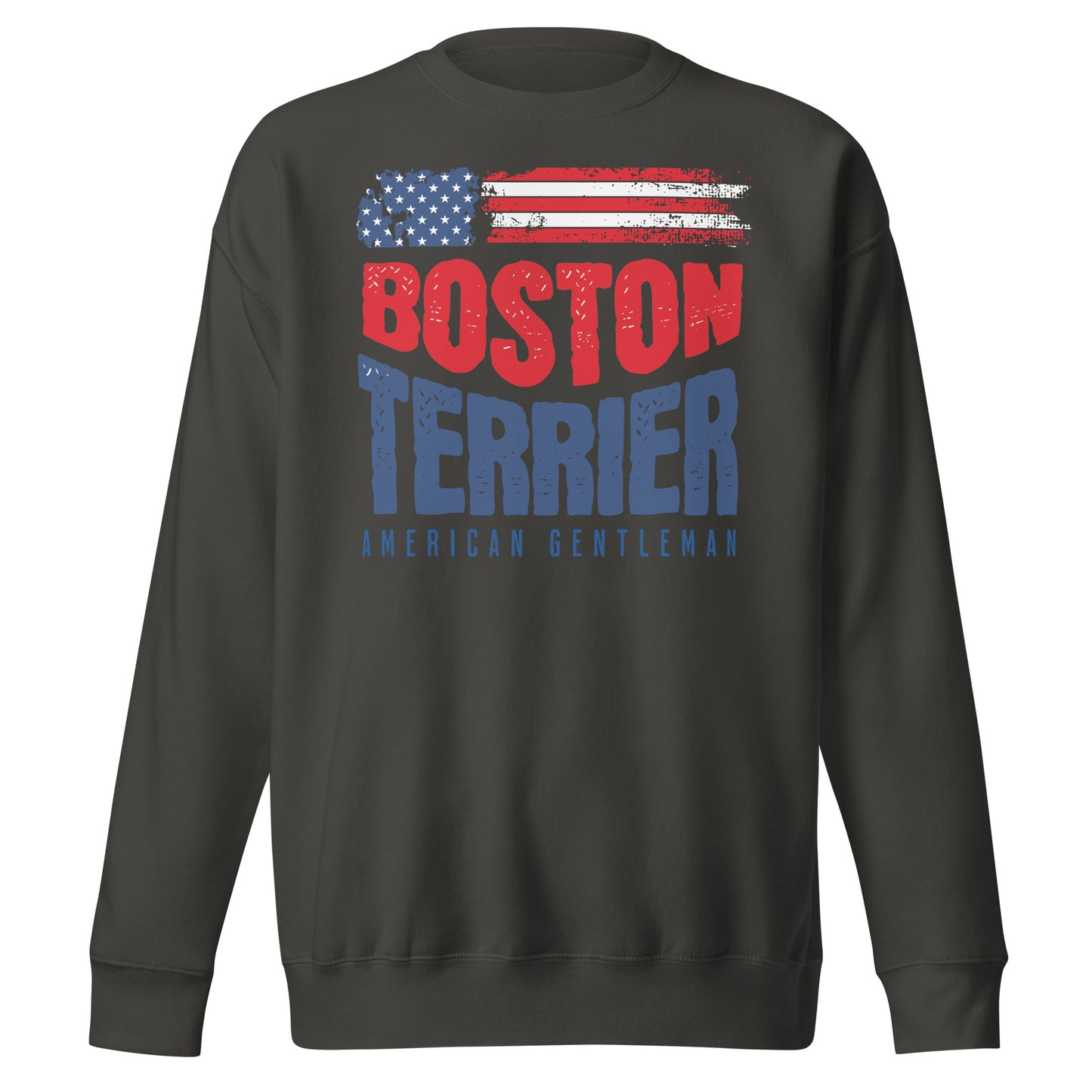 Boston Terrier American Flag Unisex Premium Sweatshirt – 4th of July Patriotic Dog Tee | USA 250th Birthday Shirt . Vintage Black