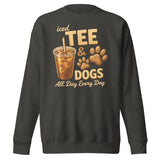 Iced Tea & Dogs All Day Every Day Unisex Premium Sweatshirt - Funny Dog Lover Tee . Vintage Black