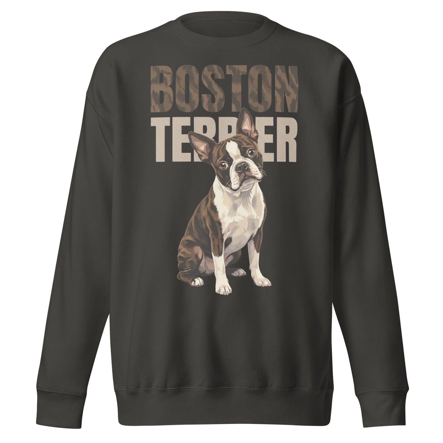 Brindle Boston Terrier Dog Unisex Premium Sweatshirt . Vintage Black