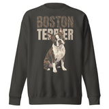Brindle Boston Terrier Dog Unisex Premium Sweatshirt . Vintage Black