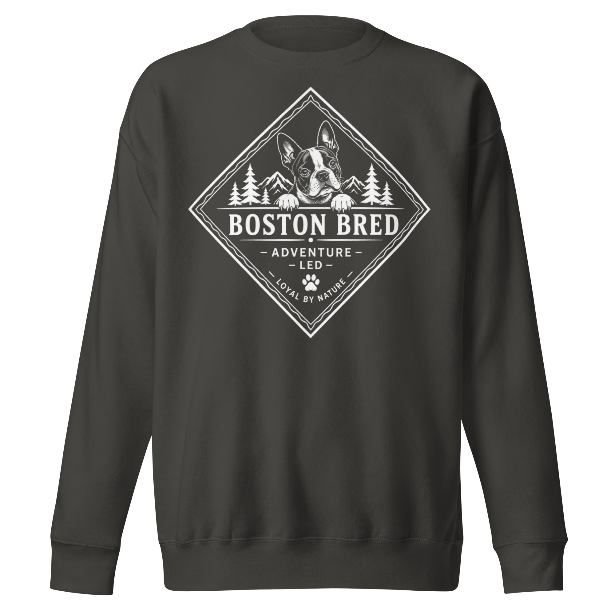 Boston Bred Adventure Led – Outdoor And Hiking Dog Lover Unisex Premium Sweatshirt . Vintage Black
