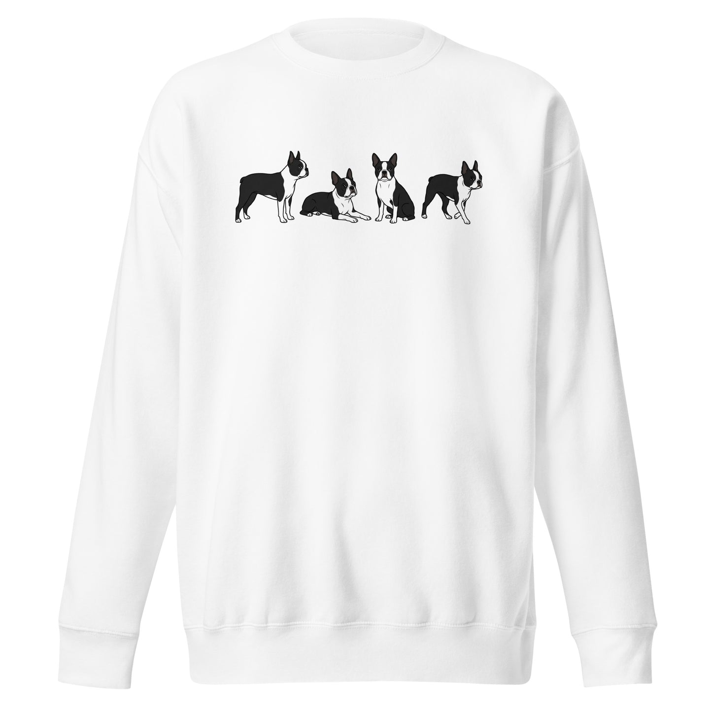 4 Boston Terrier Poses Unisex Premium Sweatshirt . White